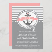 Roze en grijze Nautical Beach Weddenschap Kaart (Voorkant / Achterkant)