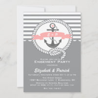 Roze en grijze Nautical Engagement Party