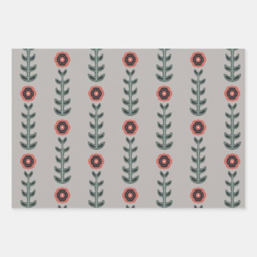 Roze en grijze Noordse Design Inpakpapier Vel (Voorkant 2)