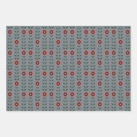 Roze en grijze Noordse Design Inpakpapier Vel (Voorkant)