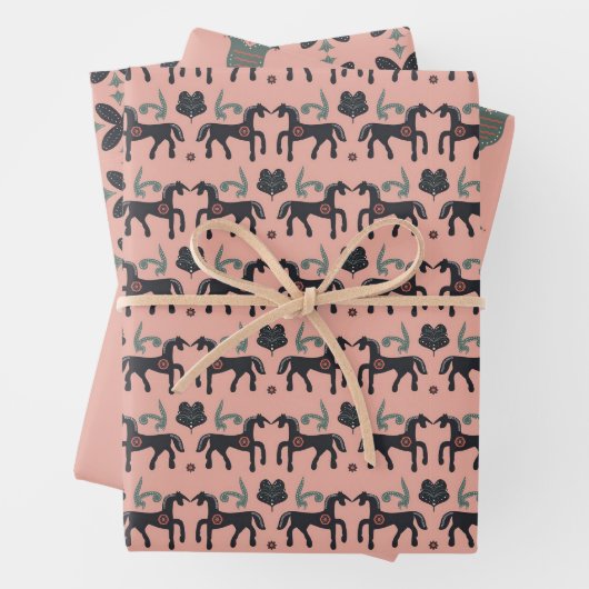 Roze en grijze Noordse Design Inpakpapier Vel (In situ)