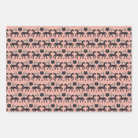 Roze en grijze Noordse Design Inpakpapier Vel (Voorkant)