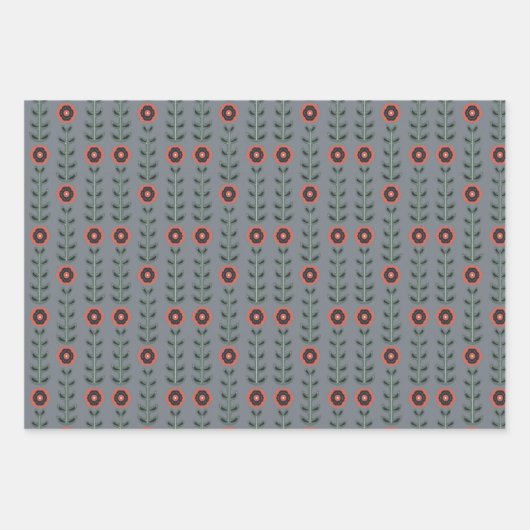 Roze en grijze Noordse Design Inpakpapier Vel (Voorkant 2)