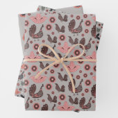 Roze en grijze Noordse Design Inpakpapier Vel (In situ)