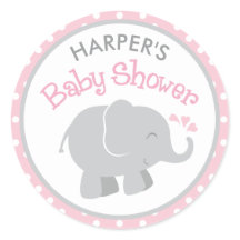 Roze en grijze olifant baby girl shower