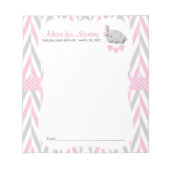 Roze en grijze olifant | Baby shower 2 - Advies Notitieblok (Voorkant)