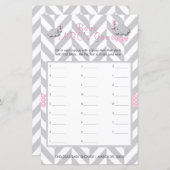 Roze en grijze olifant Baby shower - ABC's game (Voorkant / Achterkant)