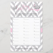 Roze en grijze olifant Baby shower - ABC's game (Voorkant)