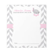 Roze en grijze olifant | Baby shower - Advies Notitieblok (Voorkant)