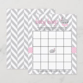  roze en grijze olifant Baby shower Bingo (Voorkant / Achterkant)
