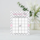  roze en grijze olifant Baby shower Bingo (Staand voorkant)