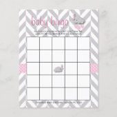  roze en grijze olifant Baby shower Bingo (Voorkant)