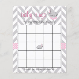  roze en grijze olifant Baby shower Bingo