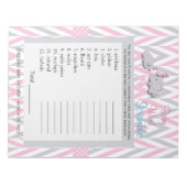 Roze en grijze olifant Baby shower Game 2 Notitieblok (Voorkant)