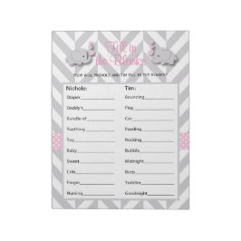 Roze en grijze olifant Baby shower Game - Aangepas Notitieblok