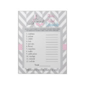 Roze en grijze olifant Baby shower Notitieblok (Linkerzijde)