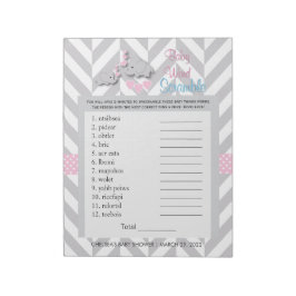 Roze en grijze olifant Baby shower Notitieblok