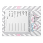 Roze en grijze olifant Baby shower Notitieblok (Voorkant)