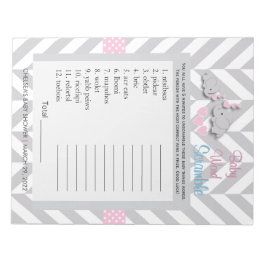 Roze en grijze olifant Baby shower Notitieblok