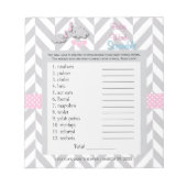 roze en grijze olifant Baby shower Notitieblok (Voorkant)