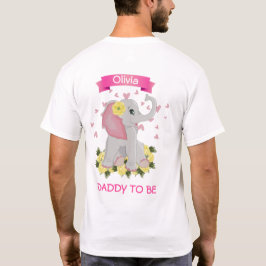 Roze en grijze olifant Baby shower "Papa om te wor T-shirt