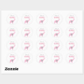 Roze en grijze olifant Baby shower Ronde Sticker (Vel)