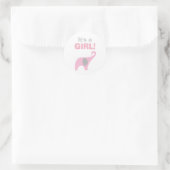 Roze en grijze olifant Baby shower Ronde Sticker (Tas)