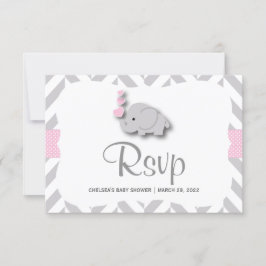 Roze en grijze olifant Baby shower - RSVP