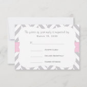 Roze en grijze olifant Baby shower - RSVP (Achterkant)