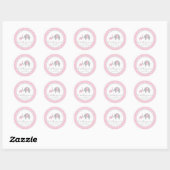 Roze en grijze olifant Baby shower ticker Ronde Sticker (Vel)
