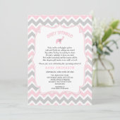 Roze en grijze olifant baby sprinkle kaart (Staand voorkant)