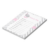  roze en grijze olifant Baby Vernissen Notitieblok (Linkerzijde)