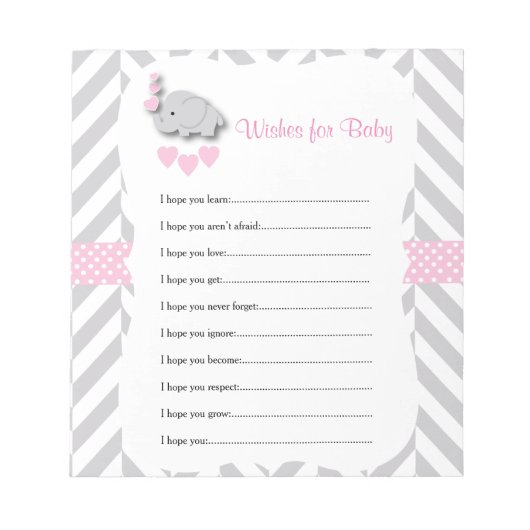  roze en grijze olifant Baby Vernissen Notitieblok (Voorkant)