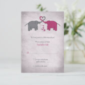 Roze en grijze olifant bruiloft antwoord Kaart (Staand voorkant)