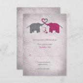 Roze en grijze olifant bruiloft antwoord Kaart (Voorkant / Achterkant)