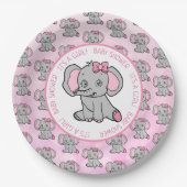 Roze en grijze olifant Met Baby shower gelijkgeste Papieren Bordje (Voorkant)