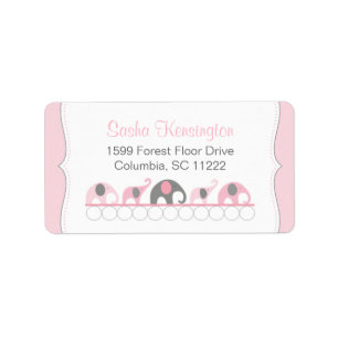 Roze en grijze olifanten Babymeisje Etiket