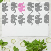 Roze en grijze olifantenkunst theedoek (Gevouwen)