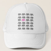Roze en grijze olifantenkunst trucker pet (Voorkant)