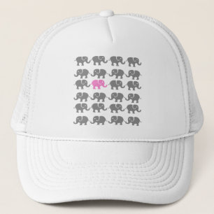 Roze en grijze olifantenkunst trucker pet