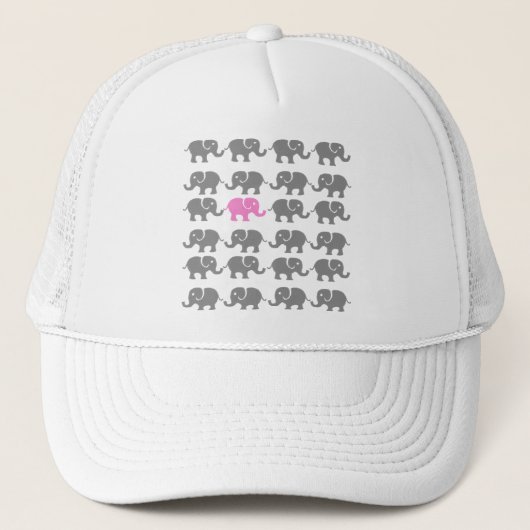 Roze en grijze olifantenkunst trucker pet (Voorkant)