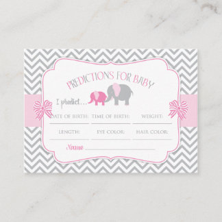 Roze en grijze olifantenvoorspellingen Baby shower Informatiekaartje