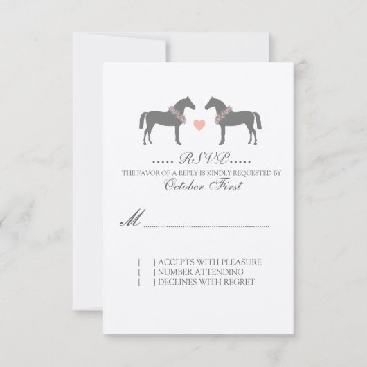 Roze en grijze paarden Wedding RSVP (Voorkant)