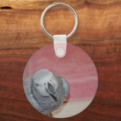 Roze en grijze papegaai sleutelhanger (Voorkant)