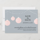 Roze en grijze papieren lantaarns bruiloft sparen  save the date (Voorkant)