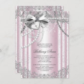 Roze en grijze parel eerste communie kaart (Voorkant / Achterkant)