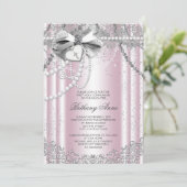 Roze en grijze parel eerste communie kaart (Staand voorkant)