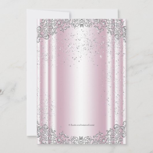 Roze en grijze parel eerste communie kaart (Achterkant)