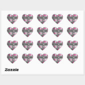 Roze en grijze Pointillist hart sticker (Vel)