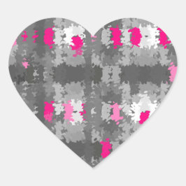 Roze en grijze Pointillist hart sticker